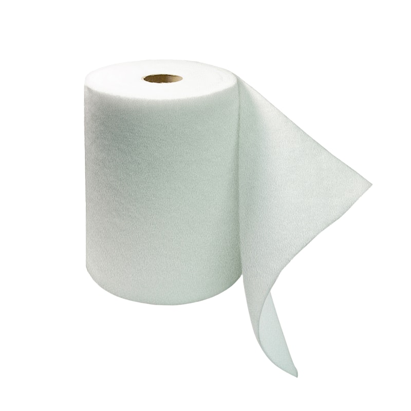 A roll of white self-watering capillary mat used for sub-irrigation